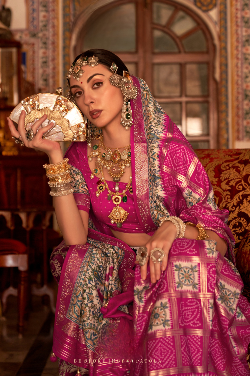 Elegant Pure Silk Bandhani Saree with Weaving and Artistic Print