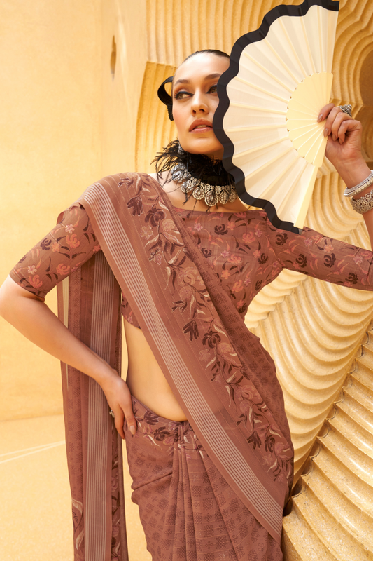 Designer Poly Viscose Silk Georgette Saree with Digital Prints