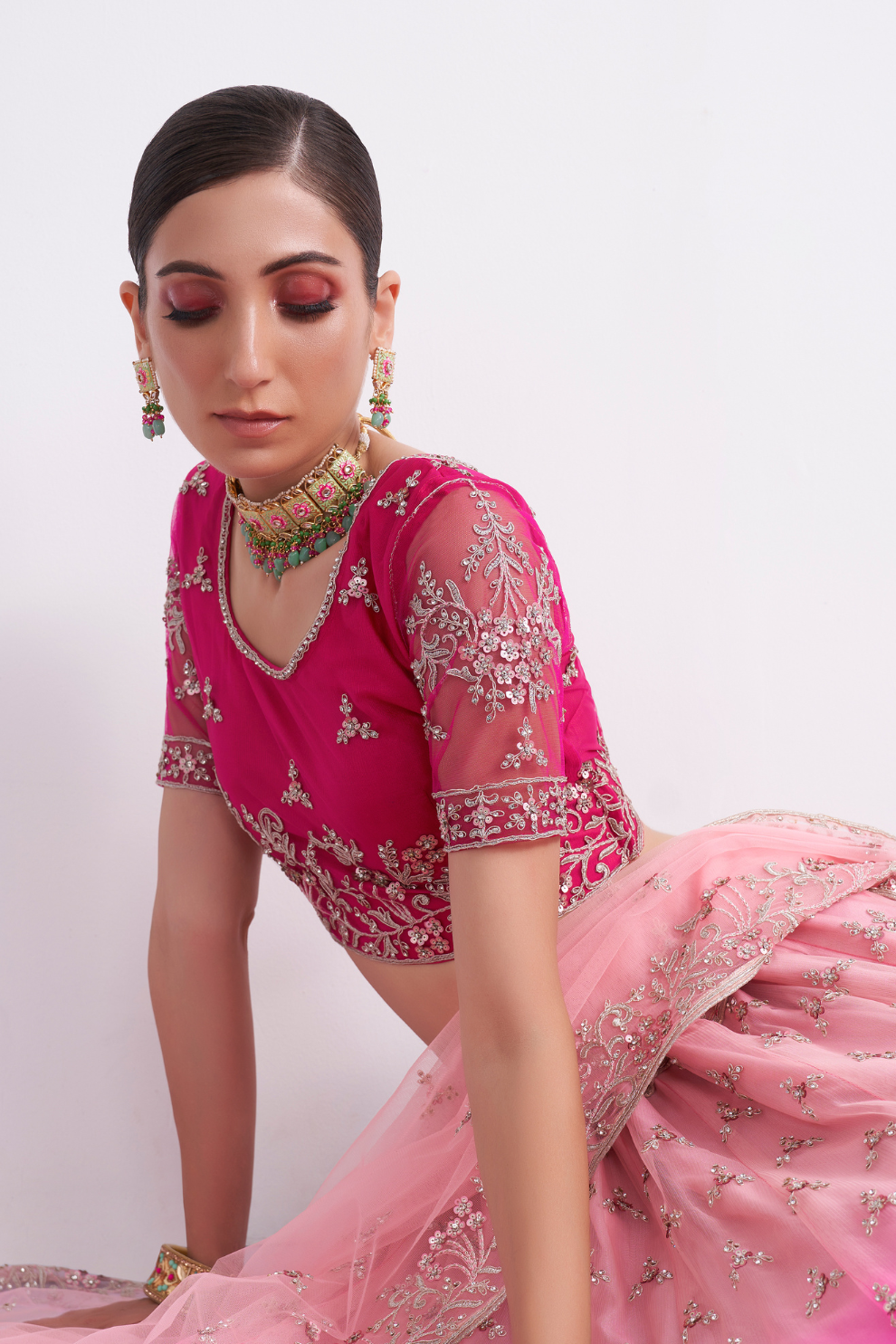 Graceful Wedding Lehenga Choli In Net Fabric With Embroidery Work