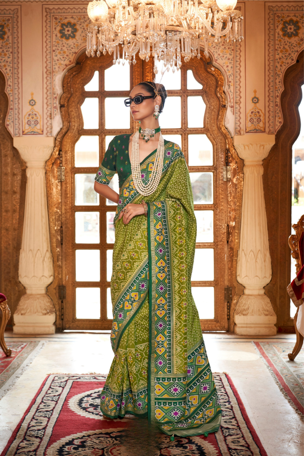 Designer Soft Silk Saree with Patola Prints