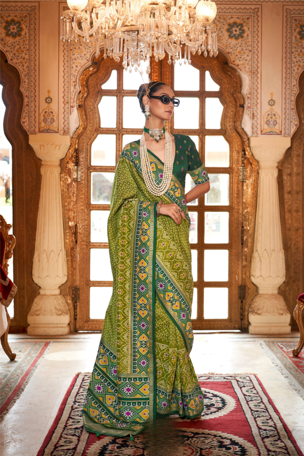 Designer Soft Silk Saree with Patola Prints