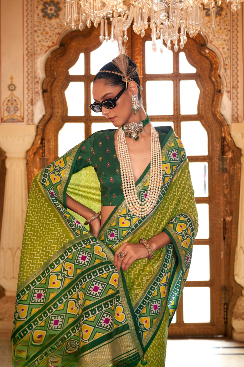 Designer Soft Silk Saree with Patola Prints