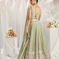 Pure Chiffon Sequins And Thread Embroidery Lehenga Choli Dupatta