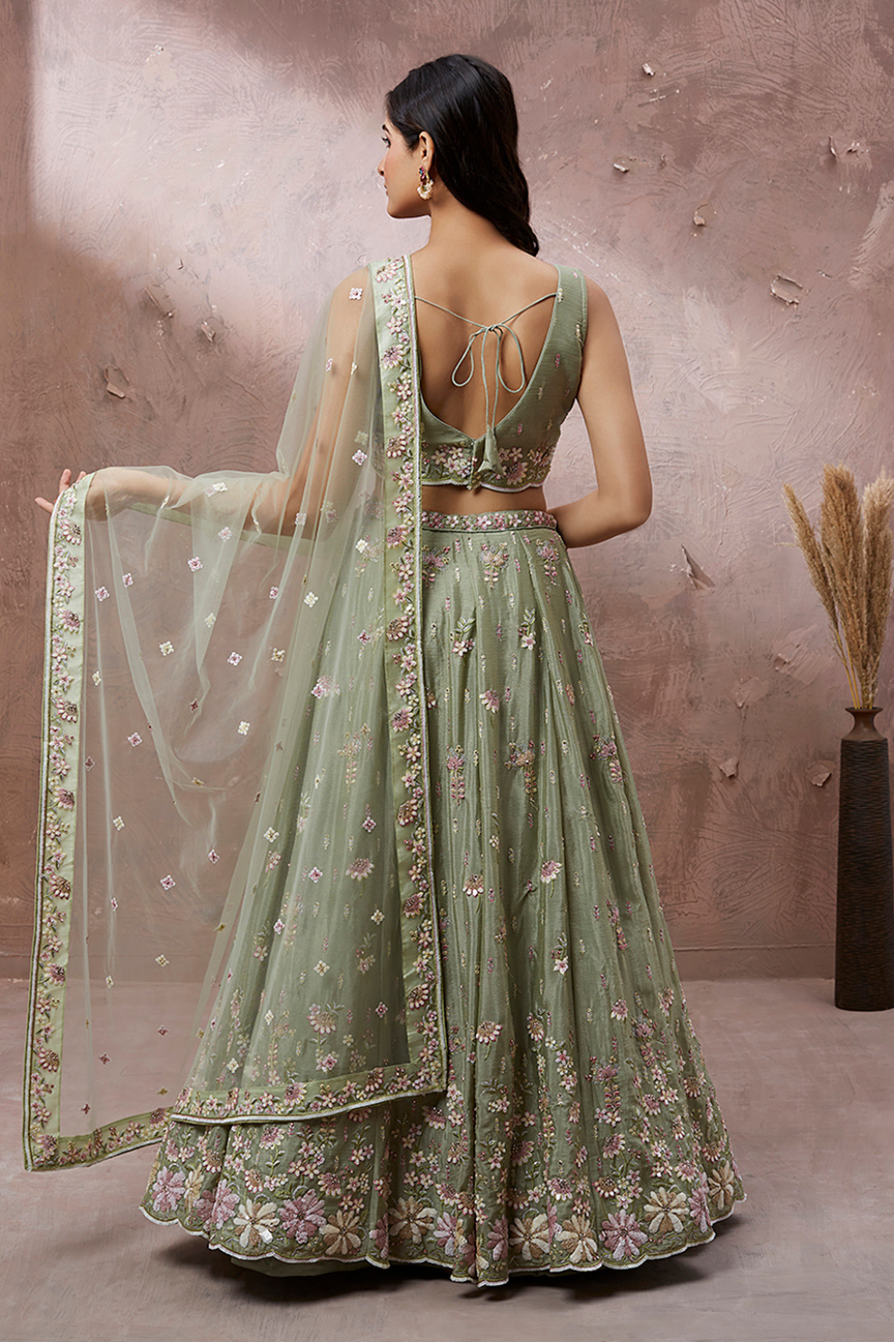 Elegant Georgette Sequin Lehenga with Zarkan Work