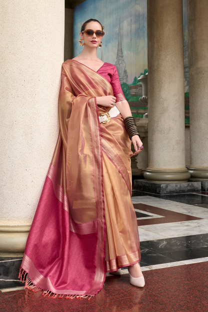 Pure Tissue With Beautiful Designer Pallu and blouse - LaVante Fashion
