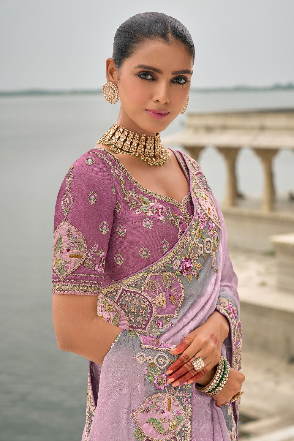 Opulent Glamour in Viscose Jacquard with Zari Sequins & Stone Embroidery