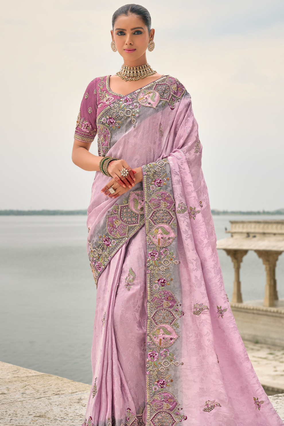 Opulent Glamour in Viscose Jacquard with Zari Sequins & Stone Embroidery