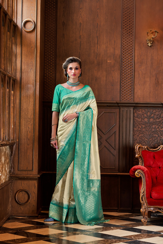 Pure Weaving Silk with Zari Woven Butta & Contrast - LaVante Fashion