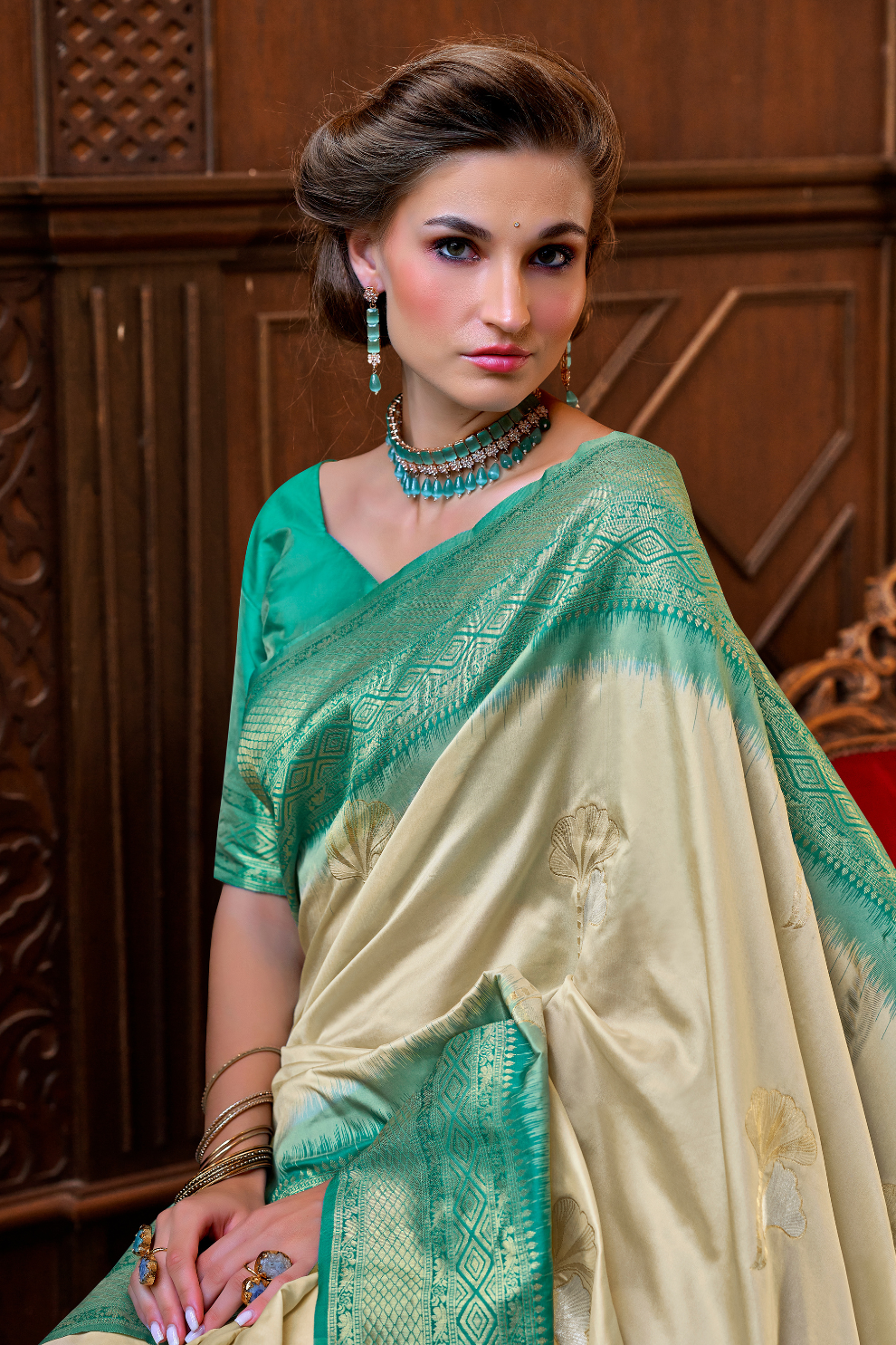 Pure Weaving Silk with Zari Woven Butta & Contrast - LaVante Fashion