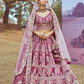 Pure Silk Moti And Cording Embroidery Bridal Lehenga Choli Dupatta