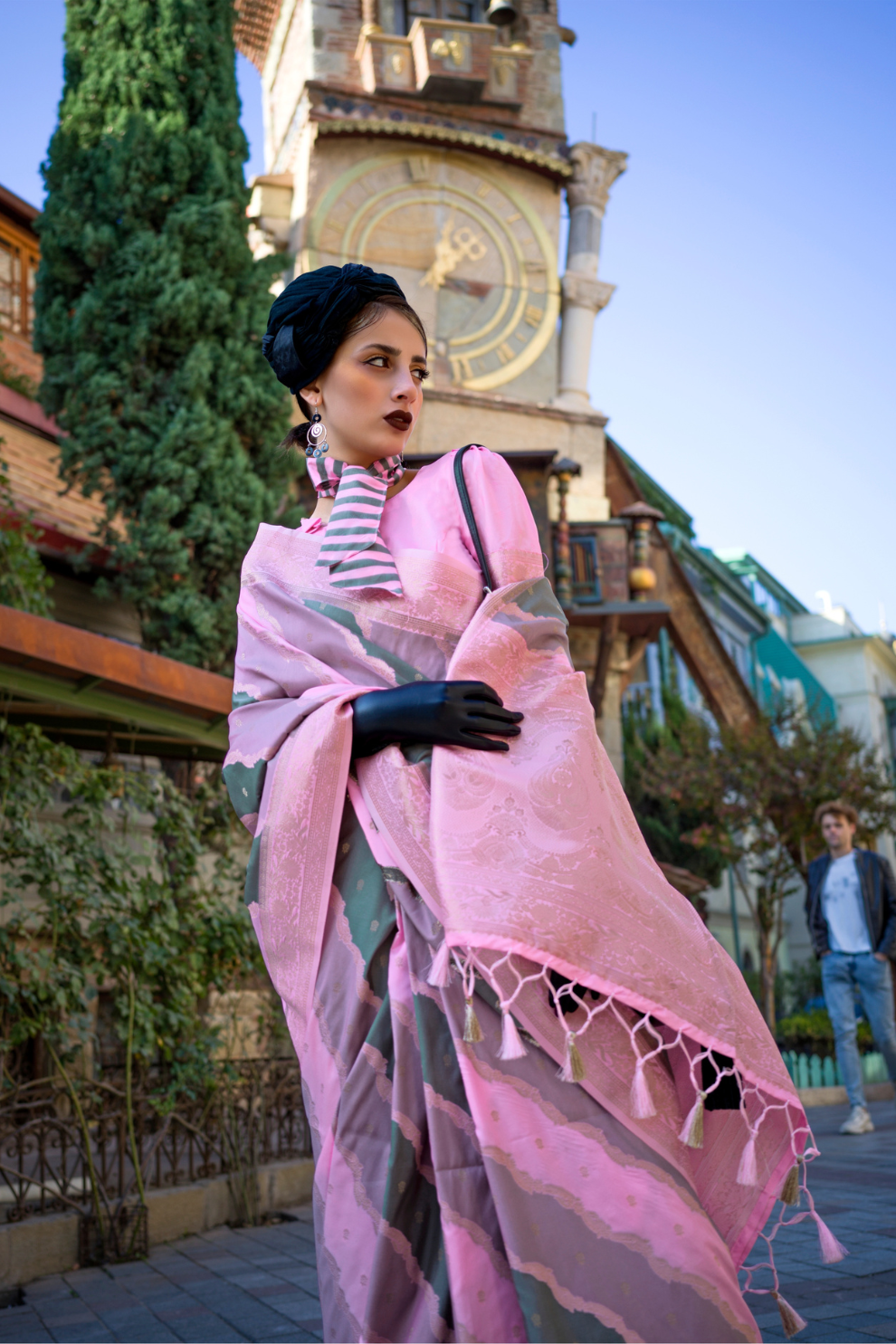 Rangkaat Handloom Katan Silk Saree with Multicolor Weaving