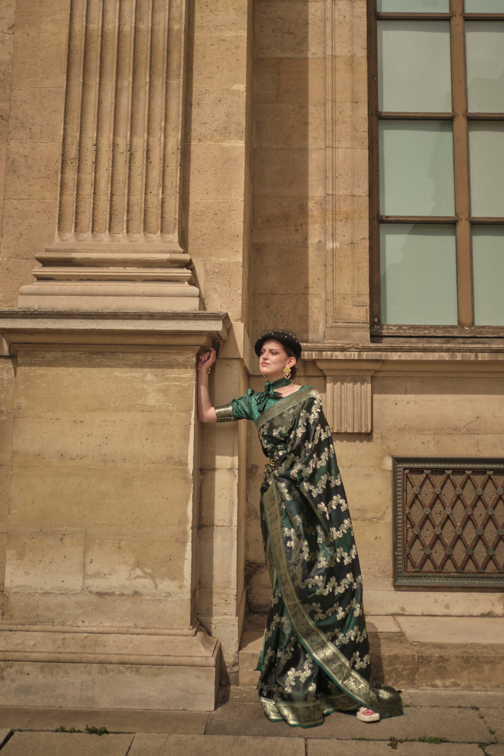 Banarasi Woven Satin Silk Blend Saree with Tassel Accents