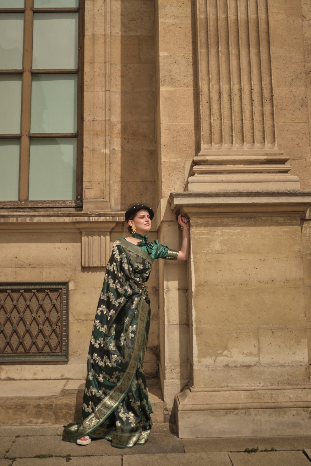 Banarasi Woven Satin Silk Blend Saree with Tassel Accents