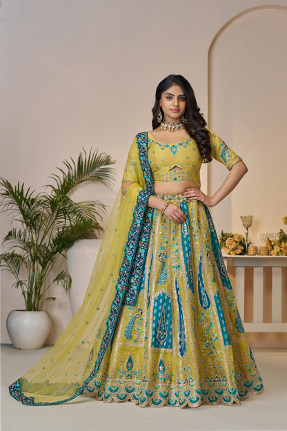 Traditional Designer Lehenga Featuring Embroidery and Intricate Cut Work
