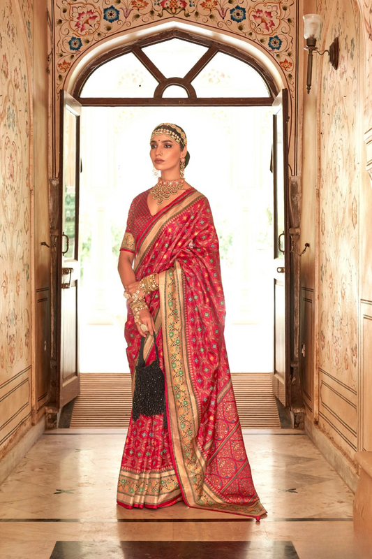 Printed Banarasi Silk Saree with Ultra Smooth Gloster Touch