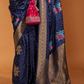 Elegant Floral Satin Silk Saree with Handloom Weaving Finish