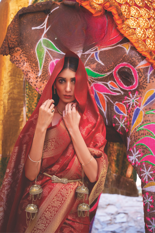 Designer Kanjivaram Saree with Sequin Woven Detailing