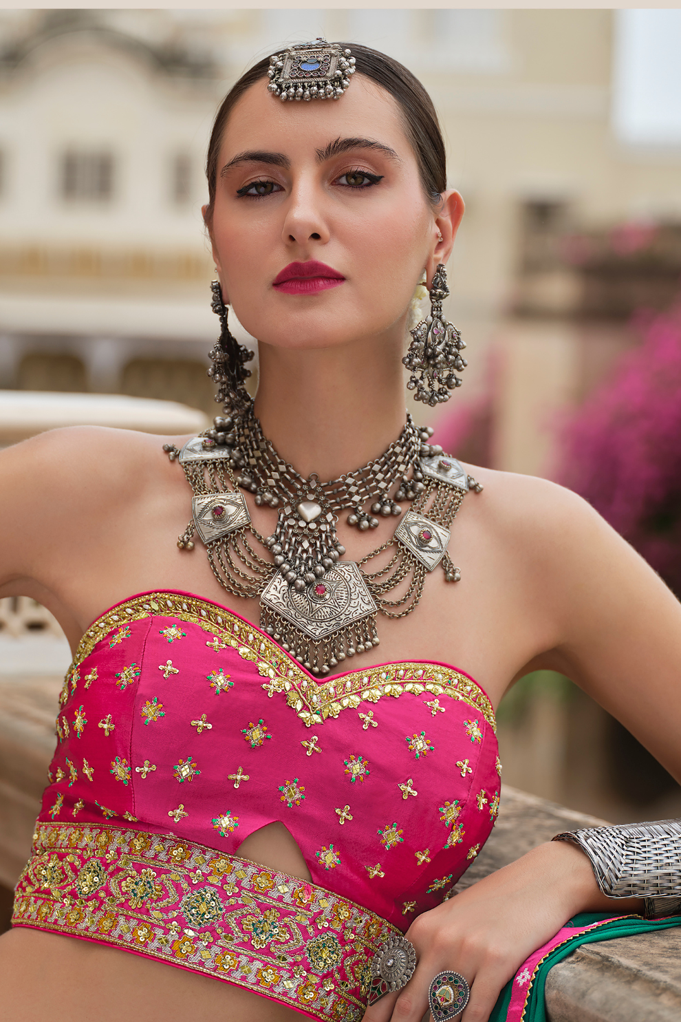 Elegant Green Silk Lehenga Choli with Foil & Paisley Print - LaVante Fashion