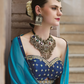 Graceful Cutdana Work Silk Lehenga Choli in Light & Navy Blue - LaVante Fashion
