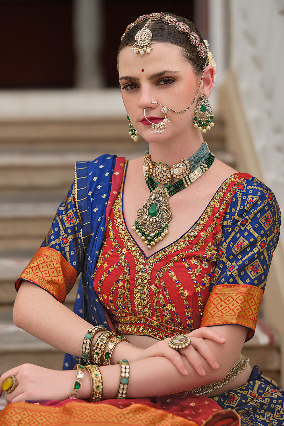 Printed Red Pochampally Silk Blend Saree - LaVante Fashion