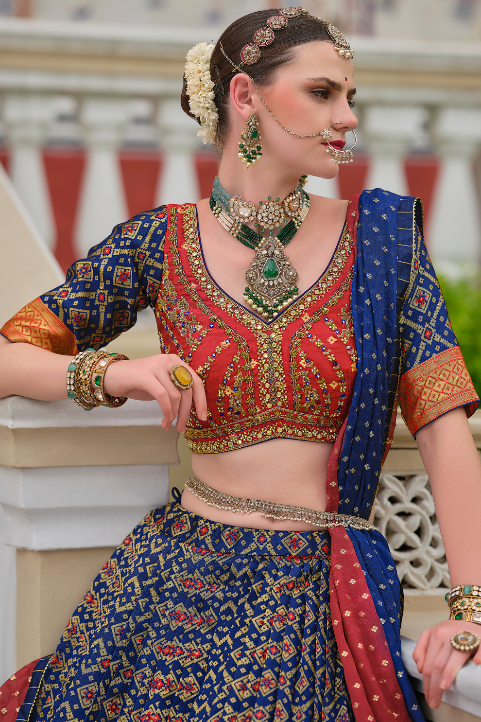 Printed Red Pochampally Silk Blend Saree - LaVante Fashion