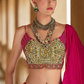 Vibrant Pink Silk Lehenga Choli with All-Over Print - LaVante Fashion