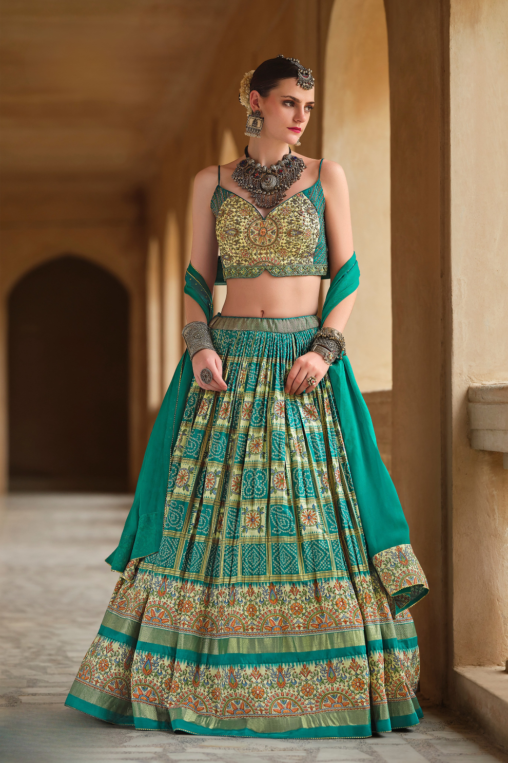 Green Art Silk Fabric for Lehenga – Trendy and Versatile - LaVante Fashion