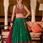 Green Silk Foil Print Readymade Lehenga Choli for Ceremonial Wear - LaVante Fashion