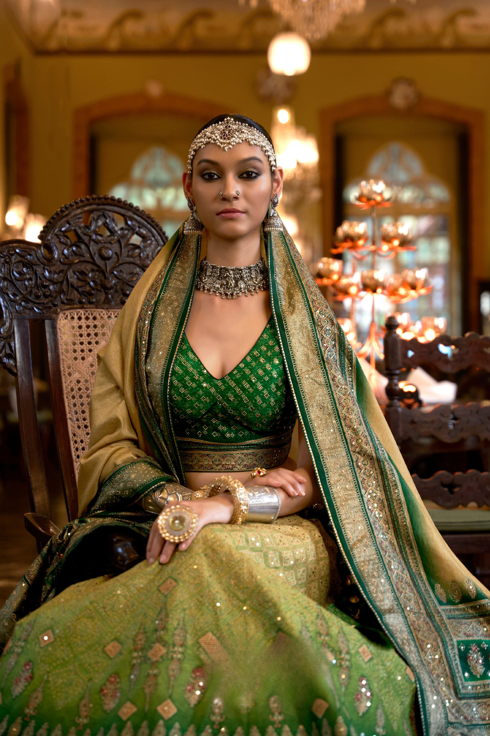 Green Gradient Beauty Silk Lehenga - LaVante Fashion