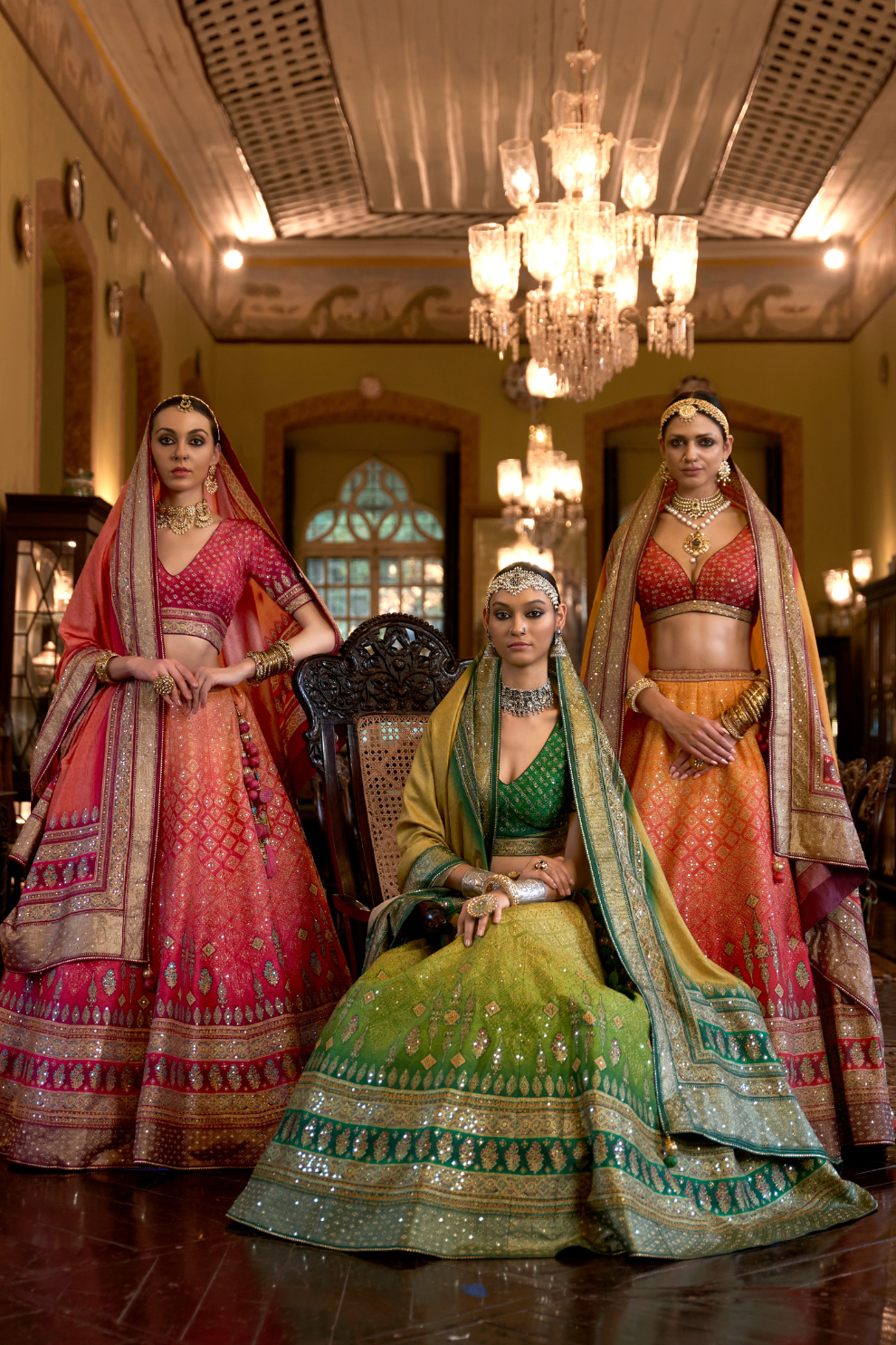 Green Gradient Beauty Silk Lehenga - LaVante Fashion