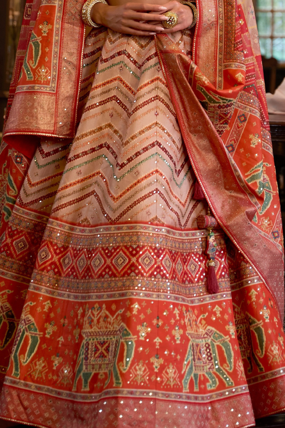 Sunlit Ombre Orange Silk Lehenga Choli - LaVante Fashion