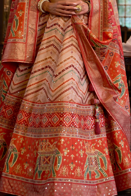 Sunlit Ombre Orange Silk Lehenga Choli - LaVante Fashion