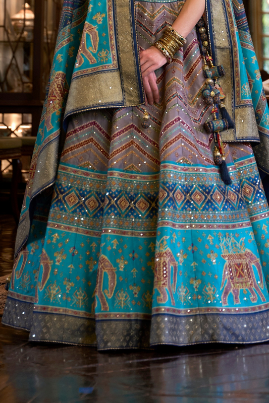 Cultural Elegance Blue Printed Lehenga Choli - LaVante Fashion