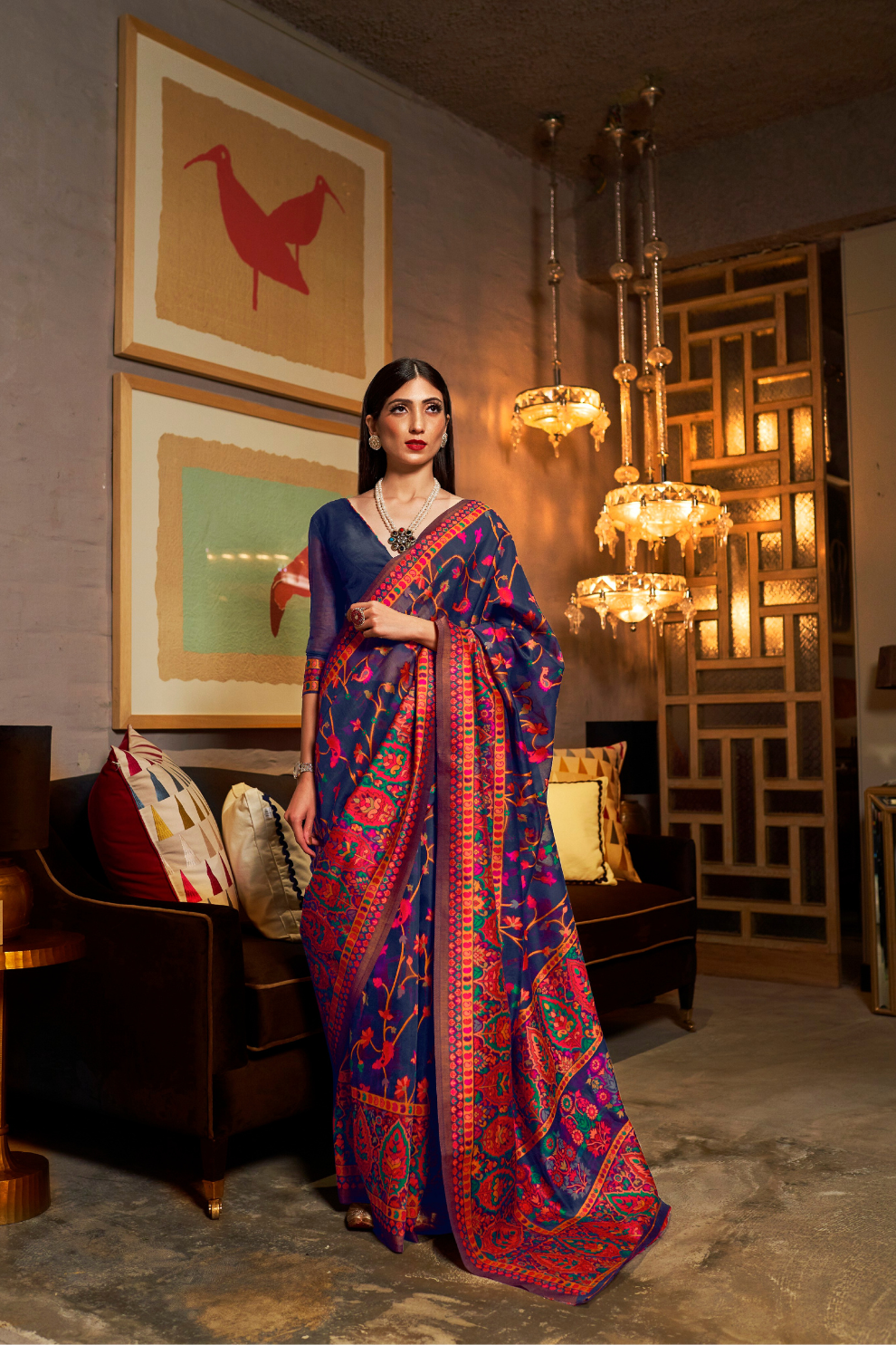 Banarasi Jamawar Silk Saree with Traditional Woven Design