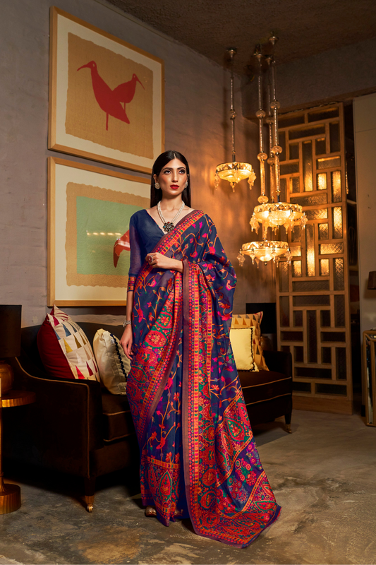 Banarasi Jamawar Silk Saree with Traditional Woven Design
