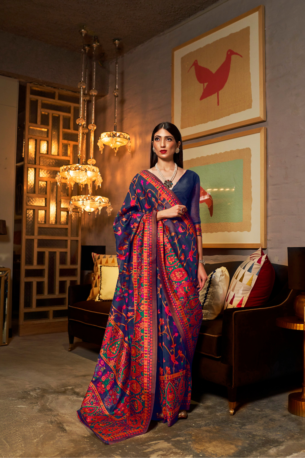 Banarasi Jamawar Silk Saree with Traditional Woven Design
