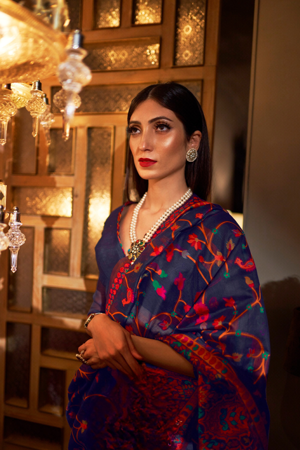 Banarasi Jamawar Silk Saree with Traditional Woven Design