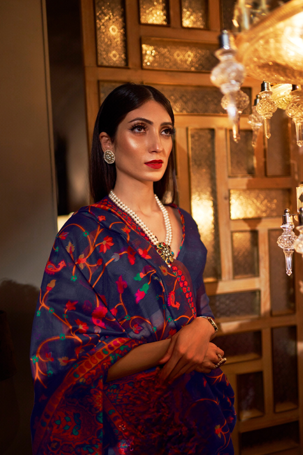 Banarasi Jamawar Silk Saree with Traditional Woven Design