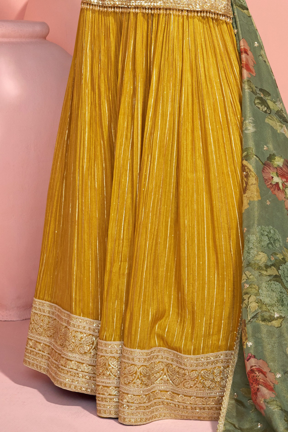 Draped in Sunshine A Designer Yellow Viscose Suit of Pure Elegance