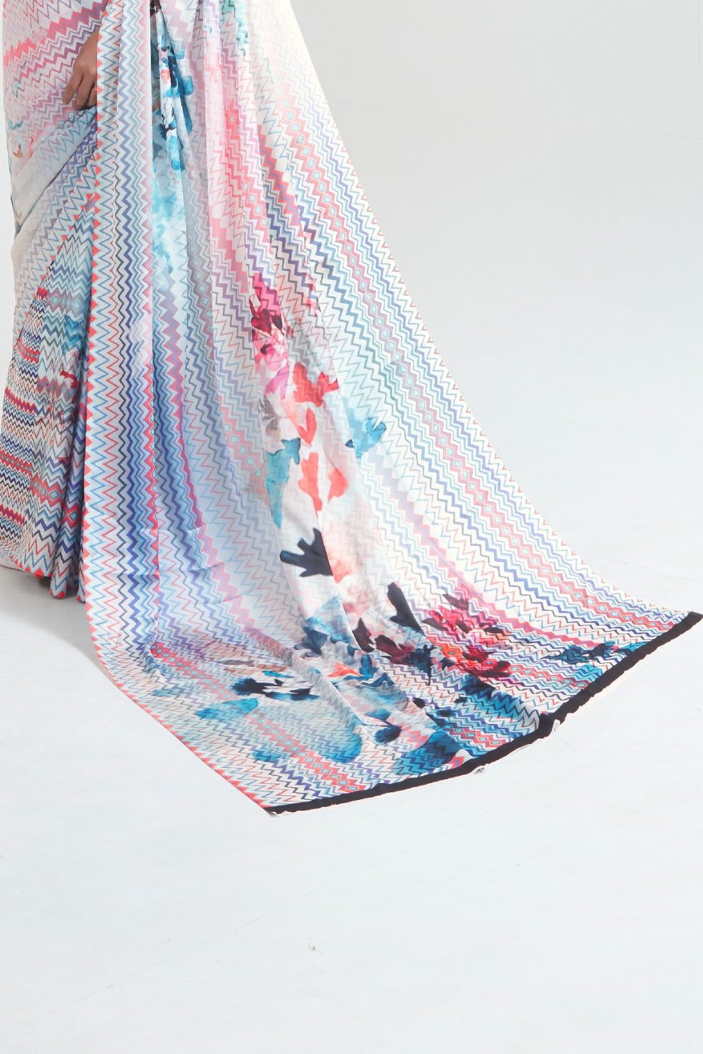 Kouture Digital Satin Silk Saree in Japan Creep Fabric