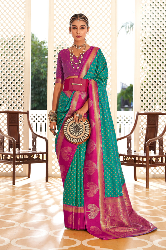 Soft Banarasi Paithani Saree with Copper Zari Weaving - LaVante Fashion
