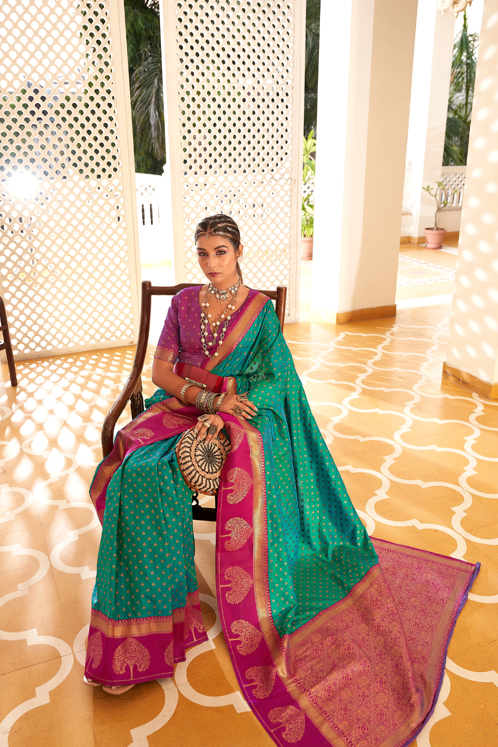 Soft Banarasi Paithani Saree with Copper Zari Weaving - LaVante Fashion