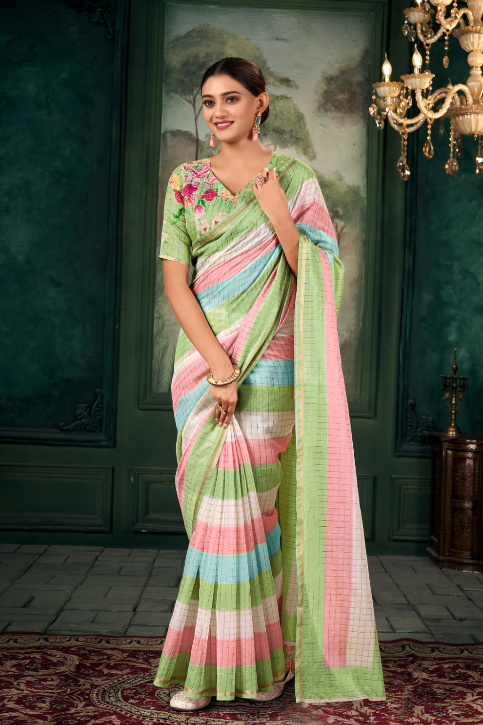 Soft Chanderi Linen Fabric with Artistic Digital Print - LaVante Fashion