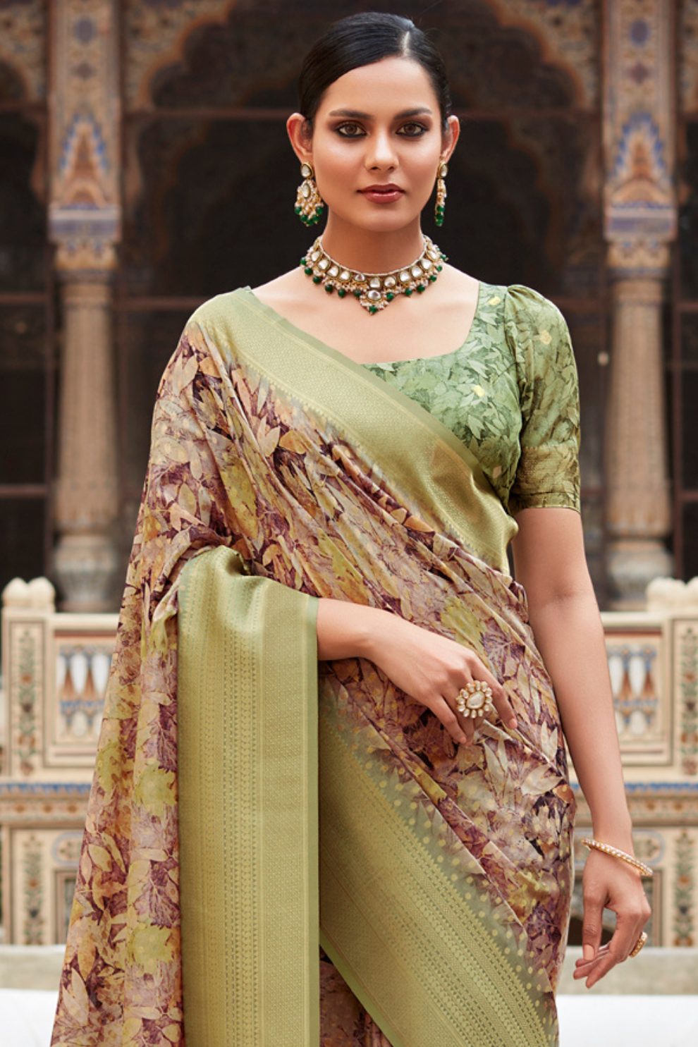 Soft Nylon Crepe with Zari Weaving & Digital Print - LaVante Fashion