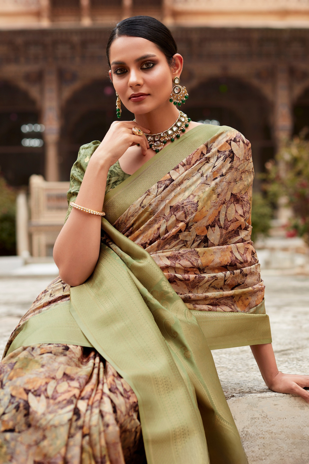 Soft Nylon Crepe with Zari Weaving & Digital Print - LaVante Fashion