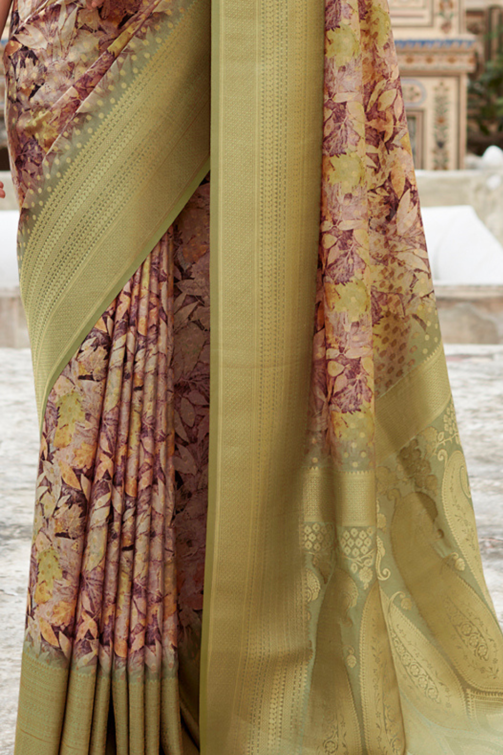 Soft Nylon Crepe with Zari Weaving & Digital Print - LaVante Fashion