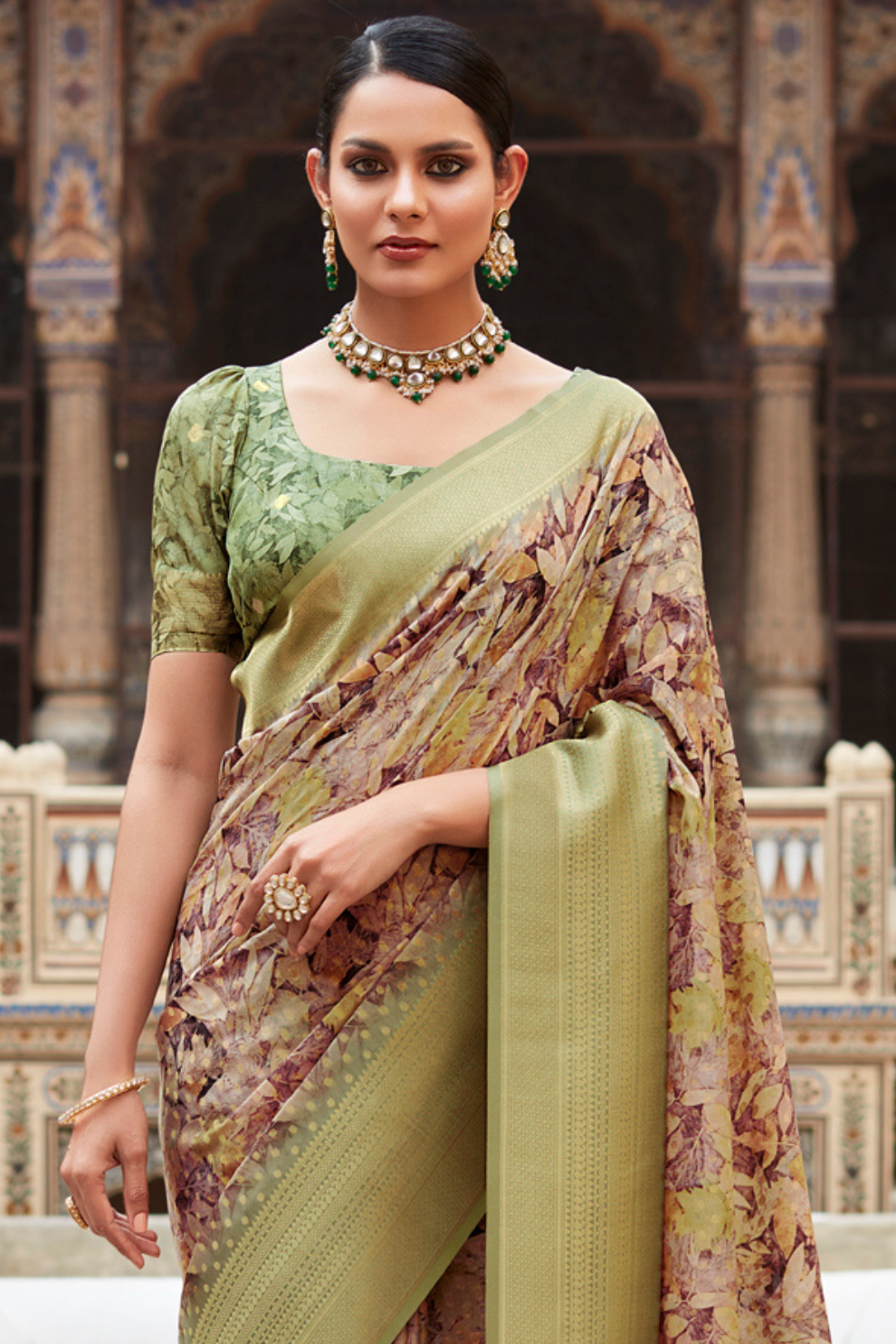 Soft Nylon Crepe with Zari Weaving & Digital Print - LaVante Fashion