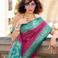 Soft Silk Saree with Ikkat Bandhani Fusion Design - LaVante Fashion