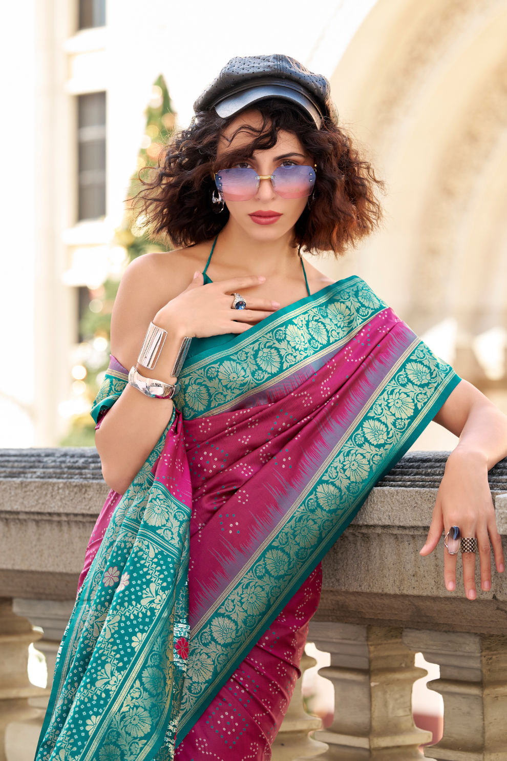Soft Silk Saree with Ikkat Bandhani Fusion Design - LaVante Fashion