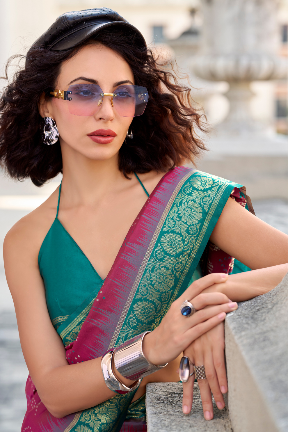 Soft Silk Saree with Ikkat Bandhani Fusion Design - LaVante Fashion